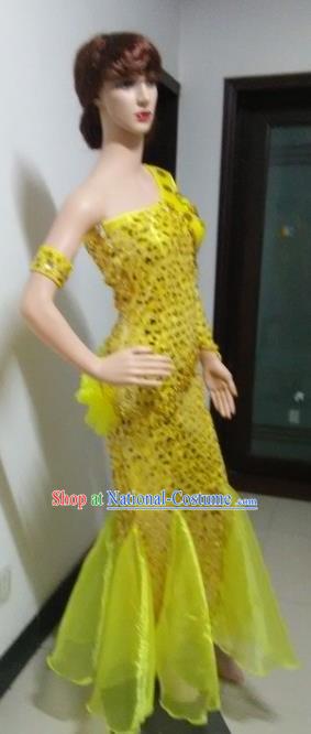 Top Grade Professional Performance Catwalks Costumes, Stage Show Brazil Carnival Samba Dance Yellow Clothing for Women