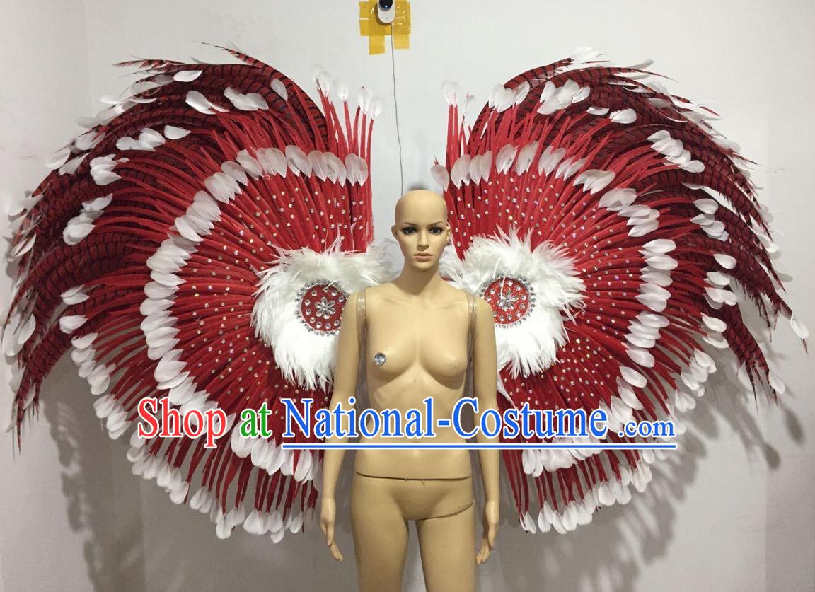 Top Grade Professional Stage Show Catwalks Long Feather Wings, Brazilian Rio Carnival Samba Opening Dance Custom-made Customized Props Clothing for Women