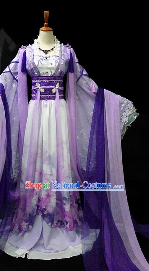 Traditional Ancient Chinese Young Lady Fairy Purple Costume, Chinese Han Dynasty Princess Embroidered Dress Clothing for Women