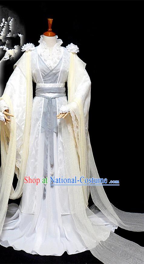 Traditional Ancient Chinese Young Lady Princess White Dance Costume, Chinese Tang Dynasty Noble Lady Fairy Dress Hanfu Clothing for Women