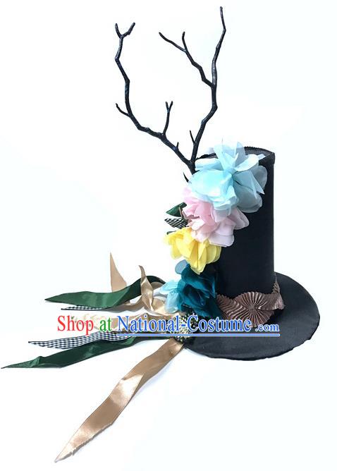 Top Grade Chinese Theatrical Headdress Ornamental Masquerade Flowers Top Hat, Brazilian Carnival Halloween Occasions Handmade Miami Headwear for Women