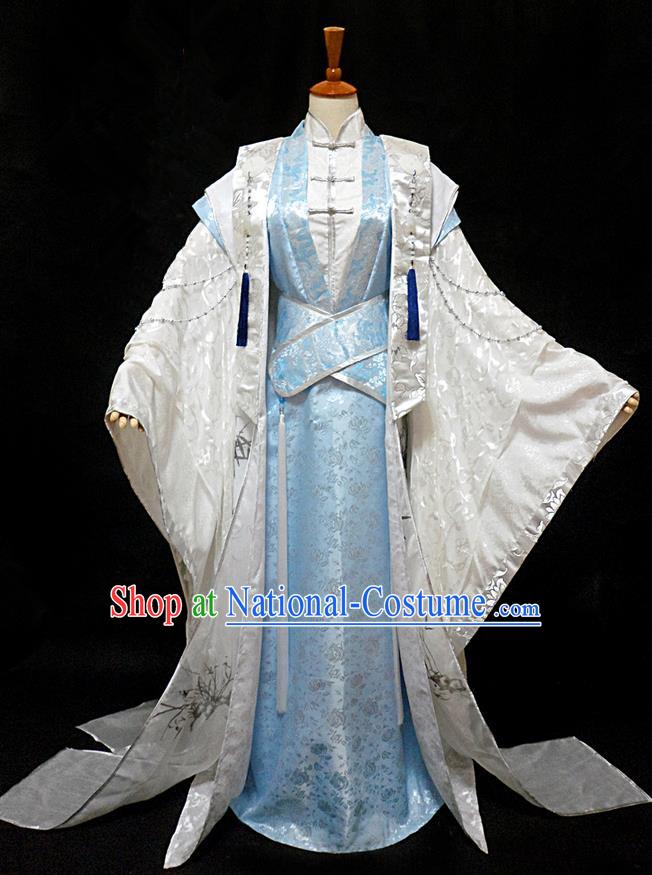 Traditional Ancient Chinese Nobility Childe Costume Complete Set, Chinese Han Dynasty Royal Highness Robes Hanfu Clothing for Men