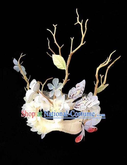 Top Grade Deluxe Baroque Headdress Accessories Butterfly Flowers Mask, Halloween Brazilian Carnival Occasions Model Show Handmade Mask for Women