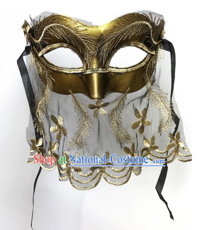 Top Grade Asian Headpiece Headdress Ornamental Cosplay Golden Mask, Brazilian Carnival Halloween Occasions Handmade Miami Vintage Mask for Women