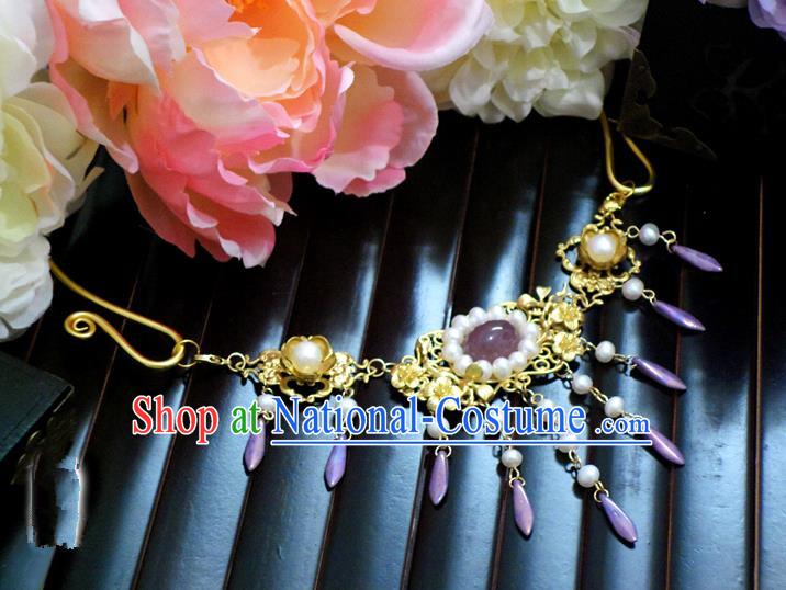 Top Grade Handmade Traditional China Handmade Jewelry Accessories Beads Necklace, Ancient Chinese Princess Conophytum Pucillum Tassel Collar for Women