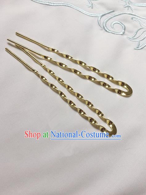 Asian Chinese Traditional Headdress Brass Hairpins, China Ancient Handmade Bride Hanfu Step Shake Hair Stick Headwear for Women