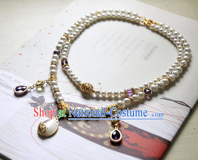 Top Grade Handmade Traditional China Accessories Necklace, Ancient Chinese Hanfu Pearl Chain for Women