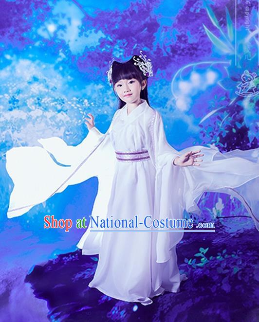 Traditional Ancient Chinese Little Girls Embroidery Wedding Costume, Children Elegant Hanfu Clothing Tang Dynasty Princess Fairy Dress Clothing for Kids