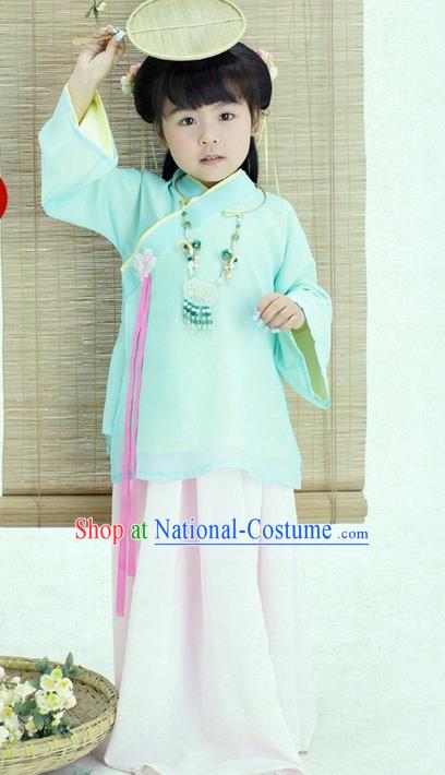 Traditional Ancient Chinese Apsara Girls Costume, Children Elegant Hanfu Clothing Ming Dynasty Princess Fairy Dress Clothing for Kids