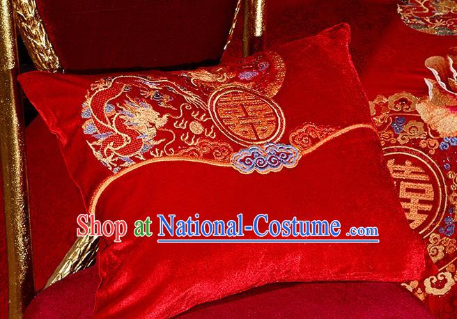 Traditional Chinese Style Wedding Bedding Article Embroidery Dragon and Phoenix Sheet and Duvet Cover Red Textile Bedding Suit