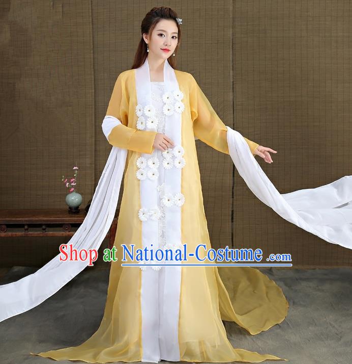 Traditional Asian Chinese Ancient Imperial Princess Costume, China Elegant Hanfu Clothing Ming Dynasty Noble Lady Embroidered Tailing Dress Clothing