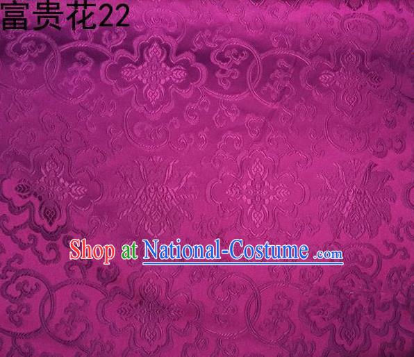 Asian Chinese Traditional Riches and Honour Flowers Rosy Embroidered Silk Fabric, Top Grade Arhat Bed Brocade Satin Tang Suit Hanfu Dress Fabric Cheongsam Cloth Material