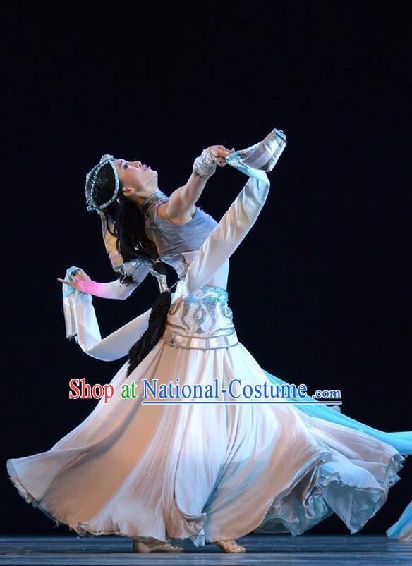 Traditional Chinese Mongol Nationality Dance Costume, Mongols Female Folk Dance Ethnic Clothing, Chinese Mongolian Minority Nationality Dress for Women