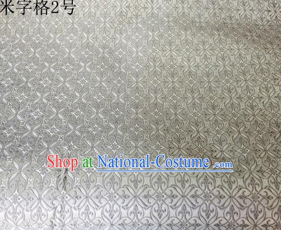 Asian Chinese Traditional Embroidery Intersected Figure Sliver Satin Silk Fabric, Top Grade Brocade Tang Suit Hanfu Dress Fabric Cheongsam Mattress Cloth Material