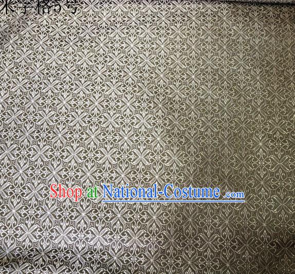 Asian Chinese Traditional Embroidery Intersected Figure Grey Satin Silk Fabric, Top Grade Brocade Tang Suit Hanfu Dress Fabric Cheongsam Mattress Cloth Material