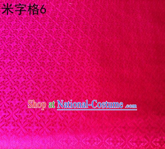 Asian Chinese Traditional Embroidery Intersected Figure Rosy Satin Silk Fabric, Top Grade Brocade Tang Suit Hanfu Dress Fabric Cheongsam Mattress Cloth Material