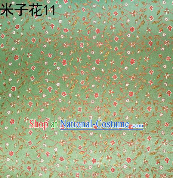 Asian Chinese Traditional Embroidered Shivering Floral Light Green Satin Mulberry Silk Fabric, Top Grade Brocade Tang Suit Hanfu Princess Dress Fabric Cheongsam Cloth Material