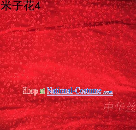 Asian Chinese Traditional Embroidered Shivering Floral Red Satin Silk Fabric, Top Grade Brocade Tang Suit Hanfu Princess Dress Fabric Cheongsam Cloth Material