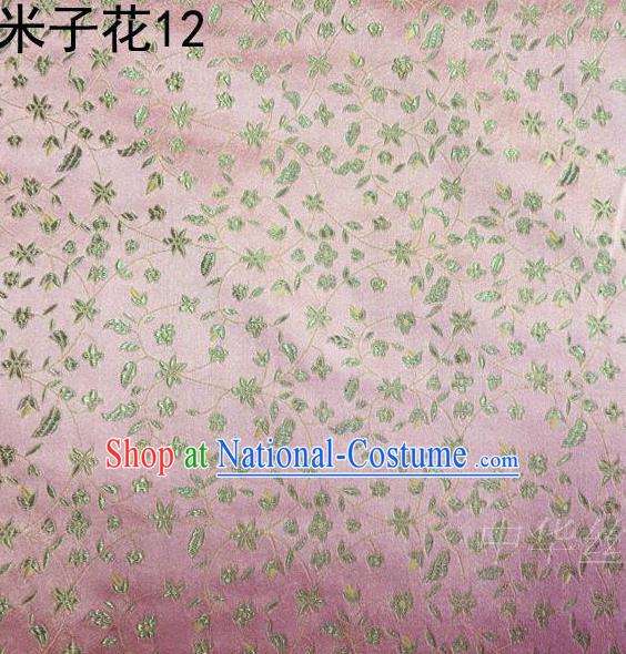 Asian Chinese Traditional Embroidered Shivering Floral Pink Satin Silk Fabric, Top Grade Brocade Tang Suit Hanfu Princess Dress Fabric Cheongsam Cloth Material