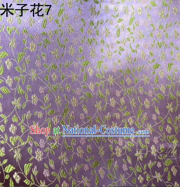 Asian Chinese Traditional Embroidered Shivering Floral Purple Satin Silk Fabric, Top Grade Brocade Tang Suit Hanfu Princess Dress Fabric Cheongsam Cloth Material