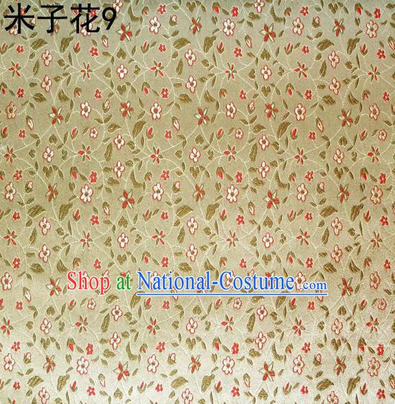 Asian Chinese Traditional Embroidered Shivering Floral Yellow Satin Silk Fabric, Top Grade Brocade Tang Suit Hanfu Princess Dress Fabric Cheongsam Cloth Material