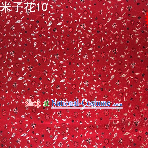 Asian Chinese Traditional Embroidered Shivering Floral Red Satin Silk Fabric, Top Grade Brocade Tang Suit Hanfu Princess Dress Fabric Cheongsam Cloth Material