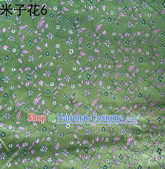 Asian Chinese Traditional Embroidered Shivering Floral Green Satin Silk Fabric, Top Grade Brocade Tang Suit Hanfu Princess Dress Fabric Cheongsam Cloth Material