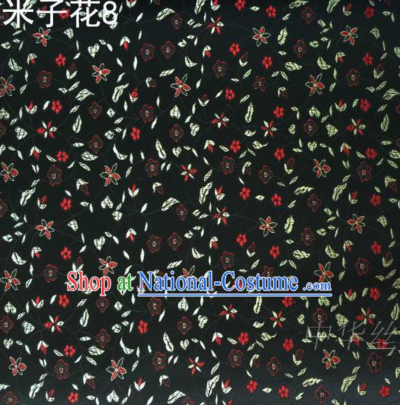 Asian Chinese Traditional Embroidered Shivering Floral Black Satin Silk Fabric, Top Grade Brocade Tang Suit Hanfu Princess Dress Fabric Cheongsam Cloth Material