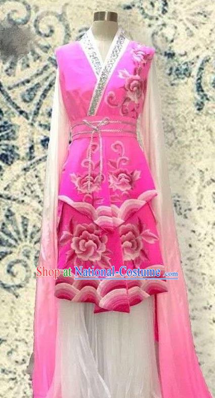 Traditional Chinese Ancient Dance Pink Costume, Folk Dance Chinese Classical Dance Water Sleeve Dress for Women