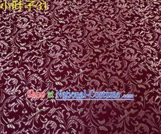 Asian Chinese Traditional Embroidered Wheat Flowers Amaranth Silk Fabric, Top Grade Arhat Bed Brocade Tang Suit Hanfu Dress Fabric Cheongsam Cloth Material