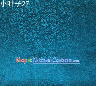 Asian Chinese Traditional Embroidered Wheat Flowers Blue Silk Fabric, Top Grade Arhat Bed Brocade Tang Suit Hanfu Dress Fabric Cheongsam Cloth Material