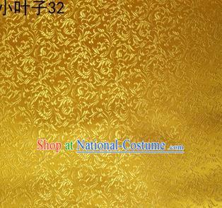 Asian Chinese Traditional Embroidered Wheat Flowers Golden Silk Fabric, Top Grade Arhat Bed Brocade Tang Suit Hanfu Dress Fabric Cheongsam Cloth Material