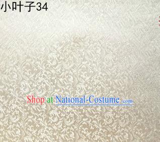 Asian Chinese Traditional Embroidered Wheat Flowers White Silk Fabric, Top Grade Arhat Bed Brocade Tang Suit Hanfu Dress Fabric Cheongsam Cloth Material