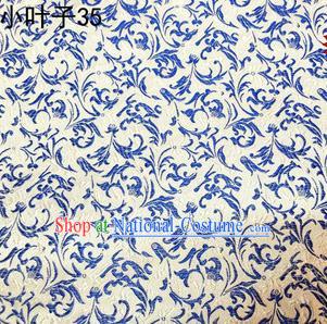 Asian Chinese Traditional Embroidered Blue and White Porcelain Wheat Flowers Silk Fabric, Top Grade Arhat Bed Brocade Tang Suit Hanfu Dress Fabric Cheongsam Cloth Material