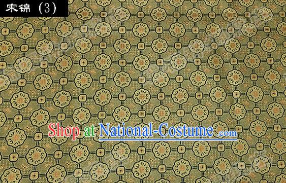 Asian Chinese Traditional Embroidered Flowers Golden Song Brocade Silk Fabric, Top Grade Satin Tang Suit Hanfu Dress Fabric Cheongsam Cloth Material