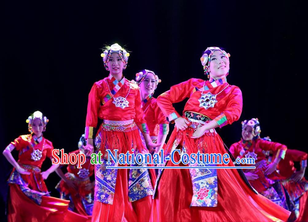 Traditional Chinese Yangge Fan Dancing Costume Modern dancing Dress Clothing