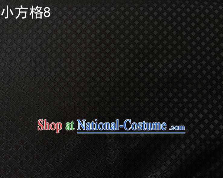 Asian Chinese Traditional Embroidery Small Check Black Silk Fabric, Top Grade Arhat Bed Brocade Tang Suit Hanfu Tibetan Dress Fabric Cheongsam Cloth Material