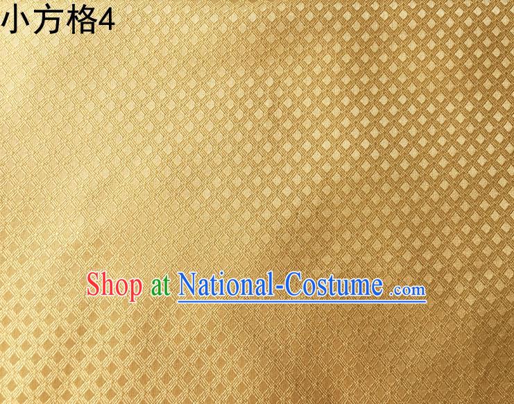 Asian Chinese Traditional Embroidery Small Check Golden Silk Fabric, Top Grade Arhat Bed Brocade Tang Suit Hanfu Tibetan Dress Fabric Cheongsam Cloth Material