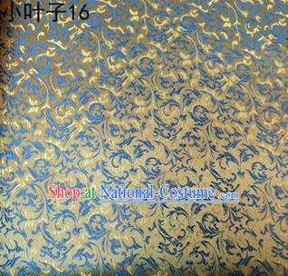 Asian Chinese Traditional Embroidery Leaves Golden Satin Silk Fabric, Top Grade Arhat Bed Brocade Tang Suit Hanfu Dress Fabric Cheongsam Cloth Material