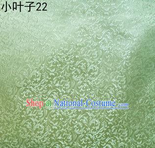 Asian Chinese Traditional Embroidery Leaves Light Green Satin Silk Fabric, Top Grade Arhat Bed Brocade Tang Suit Hanfu Dress Fabric Cheongsam Cloth Material