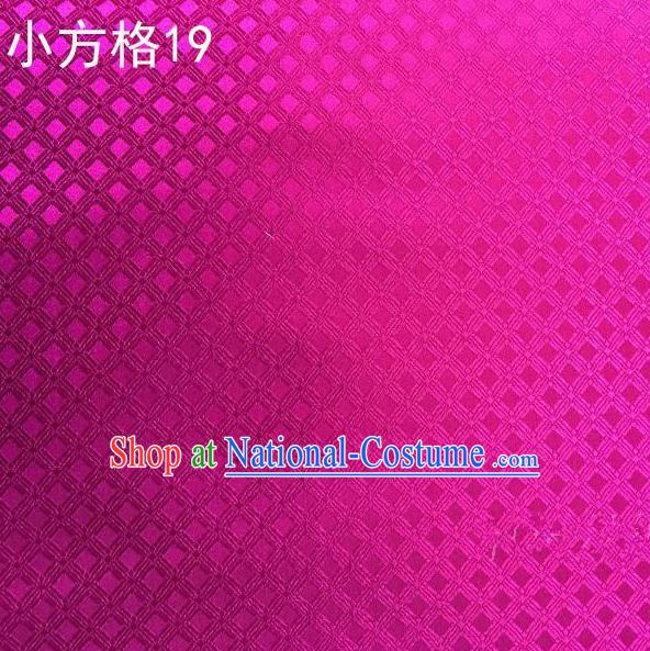 Asian Chinese Traditional Embroidery Small Check Rosy Silk Fabric, Top Grade Arhat Bed Brocade Tang Suit Hanfu Tibetan Dress Fabric Cheongsam Cloth Material