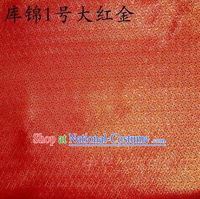 Asian Chinese Traditional Jacquard Weave Red Golden Xiuhe Suit Satin Silk Fabric, Top Grade Brocade Tang Suit Hanfu Dress Fabric Cheongsam Cloth Material