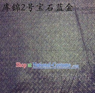 Asian Chinese Traditional Jacquard Weave Blue Golden Xiuhe Suit Satin Silk Fabric, Top Grade Brocade Tang Suit Hanfu Dress Fabric Cheongsam Cloth Material