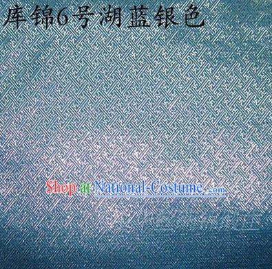 Asian Chinese Traditional Jacquard Weave Blue Sliver Xiuhe Suit Satin Silk Fabric, Top Grade Brocade Tang Suit Hanfu Dress Fabric Cheongsam Cloth Material