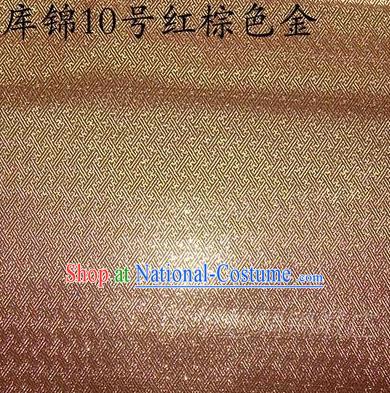 Asian Chinese Traditional Jacquard Weave Golden Brown Xiuhe Suit Satin Silk Fabric, Top Grade Brocade Tang Suit Hanfu Dress Fabric Cheongsam Cloth Material