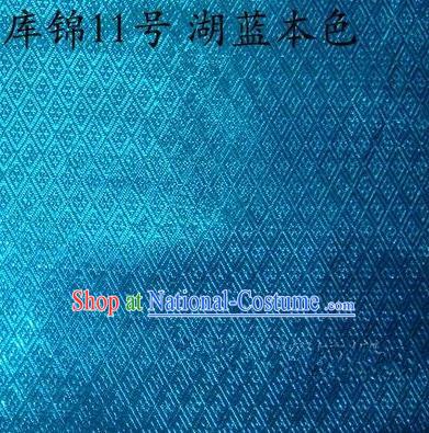 Asian Chinese Traditional Jacquard Weave Blue Xiuhe Suit Satin Silk Fabric, Top Grade Brocade Tang Suit Hanfu Dress Fabric Cheongsam Cloth Material