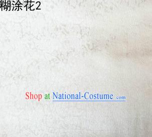 Asian Chinese Traditional Embroidering Flower White Xiuhe Suit Satin Thangka Silk Fabric, Top Grade Brocade Tang Suit Hanfu Dress Fabric Cheongsam Cloth Material