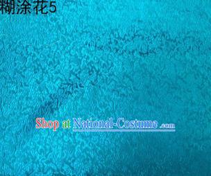 Asian Chinese Traditional Embroidering Flower Lake Blue Xiuhe Suit Satin Thangka Silk Fabric, Top Grade Brocade Tang Suit Hanfu Dress Fabric Cheongsam Cloth Material