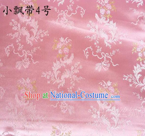 Asian Chinese Traditional Embroidering Flowers Xiuhe Suit Satin Pink Silk Fabric, Top Grade Brocade Tang Suit Hanfu Full Dress Fabric Cheongsam Cloth Material