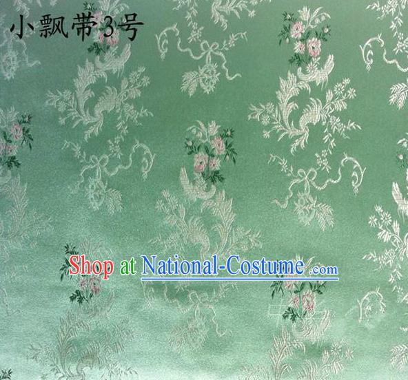 Asian Chinese Traditional Embroidering Flowers Xiuhe Suit Satin Green Silk Fabric, Top Grade Brocade Tang Suit Hanfu Full Dress Fabric Cheongsam Cloth Material